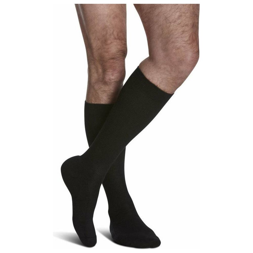 Sigvaris Cushioned Cotton Compression Socks 15-20 mmHg for Men Black
