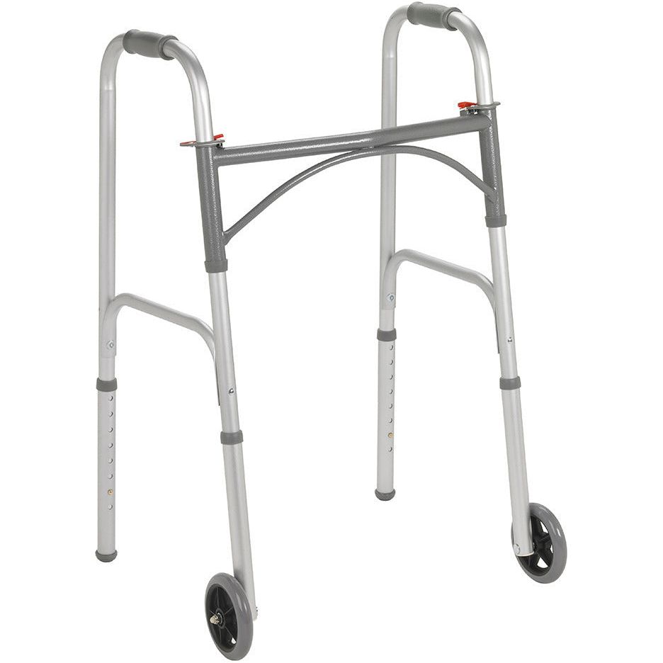 Drive Folding Walker, Two Button with 5" Wheels