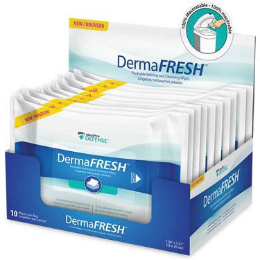 MedPro DermaFresh Flushable Bathing and Cleansing Wipes Displayer with Wipes