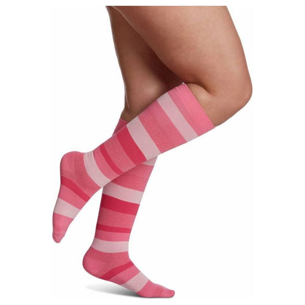 Sigvaris Microfibre Shades Compression Socks 15-20 mmHg for Women Pink Stripe