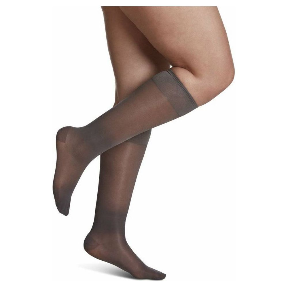 Sigvaris Womens Sheer Fashion Calf Compression Stockings 15-20 mmHg Charcoal