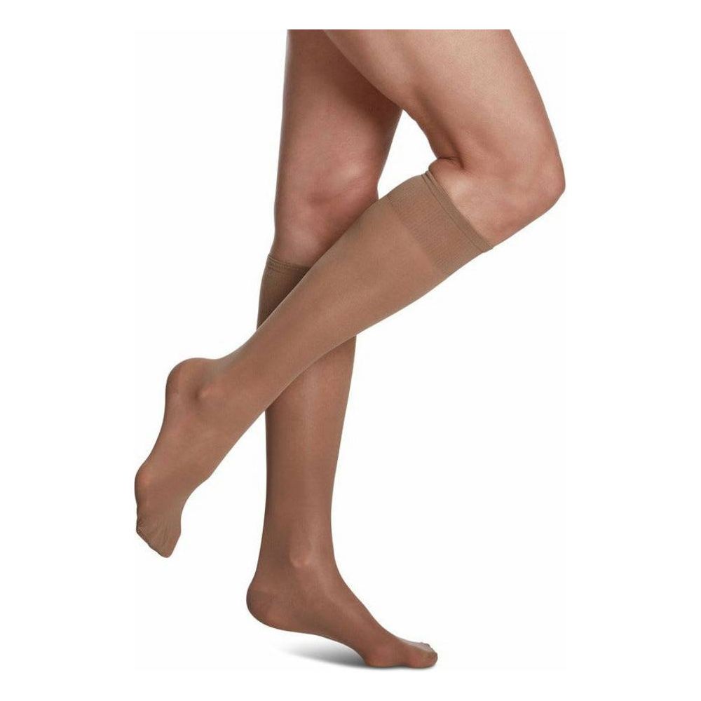 Sigvaris Womens Sheer Fashion Calf Compression Stockings 15-20 mmHg Natural