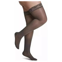 Sigvarus Womens Sheer Fashion Thigh High Compression Stockings 15-20 mmHg Charcoal