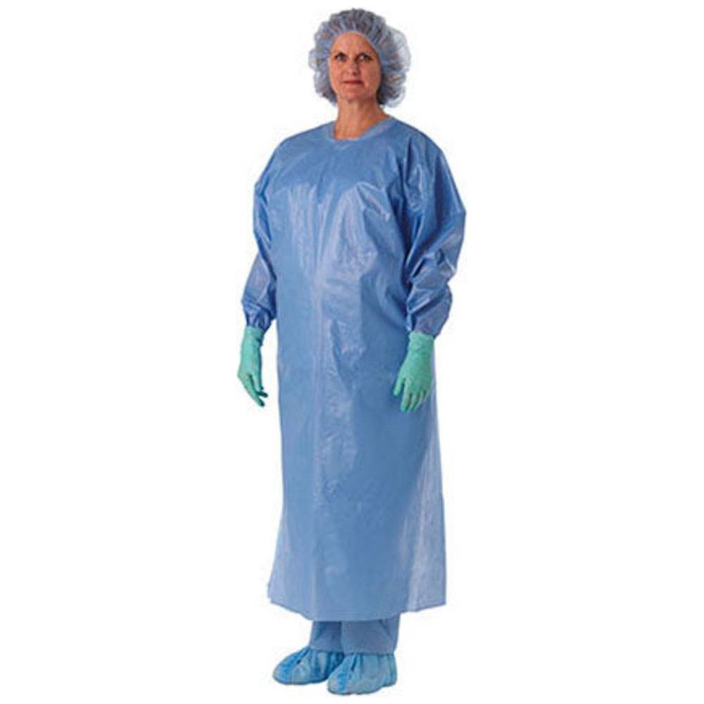 Cardinal Health Isolation Gown, Over-the-Head, Plastic Film, Universal, Blue