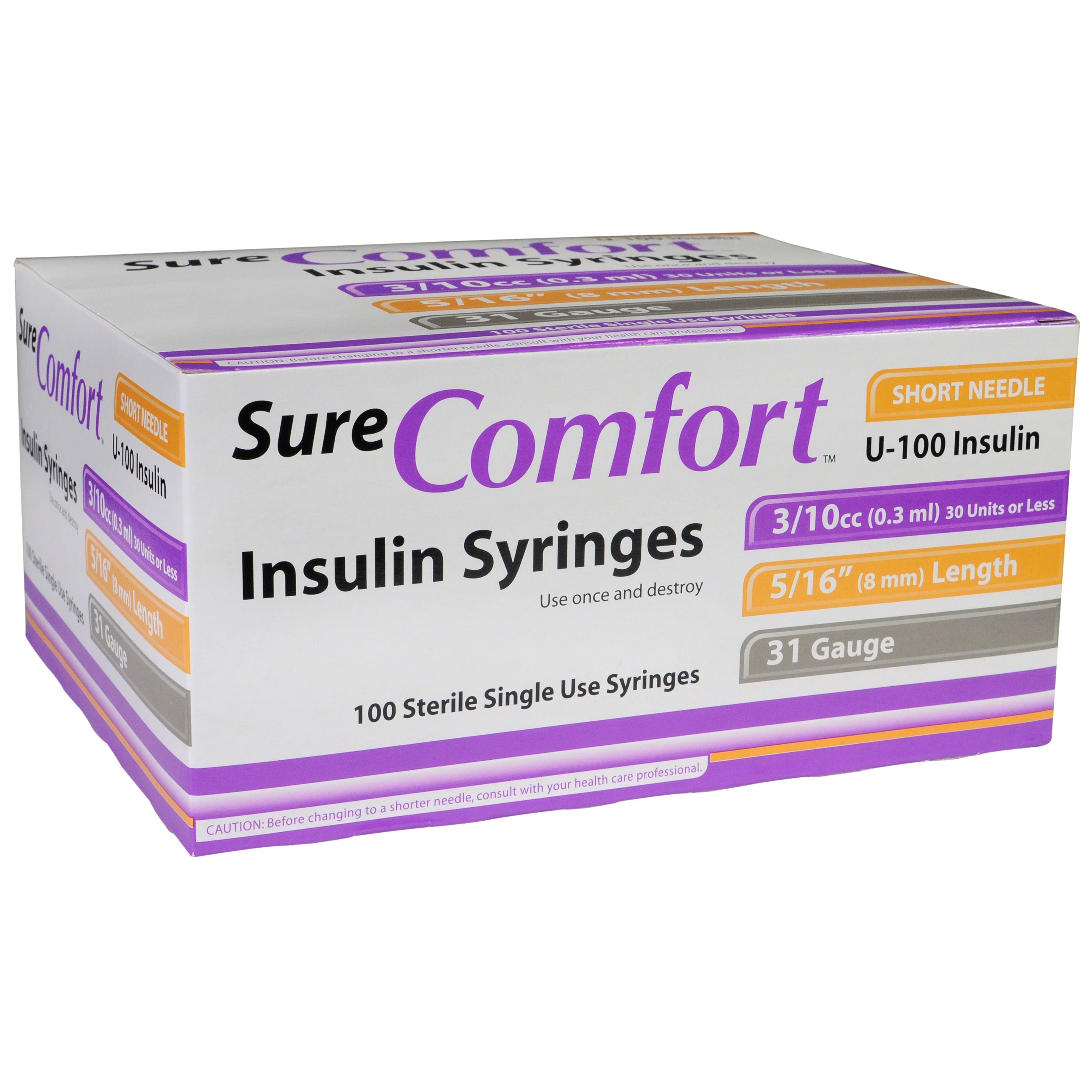 Sure Comfort U-100 Insulin Syringes