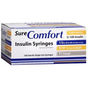 Sure Comfort U-100 Insulin Syringes