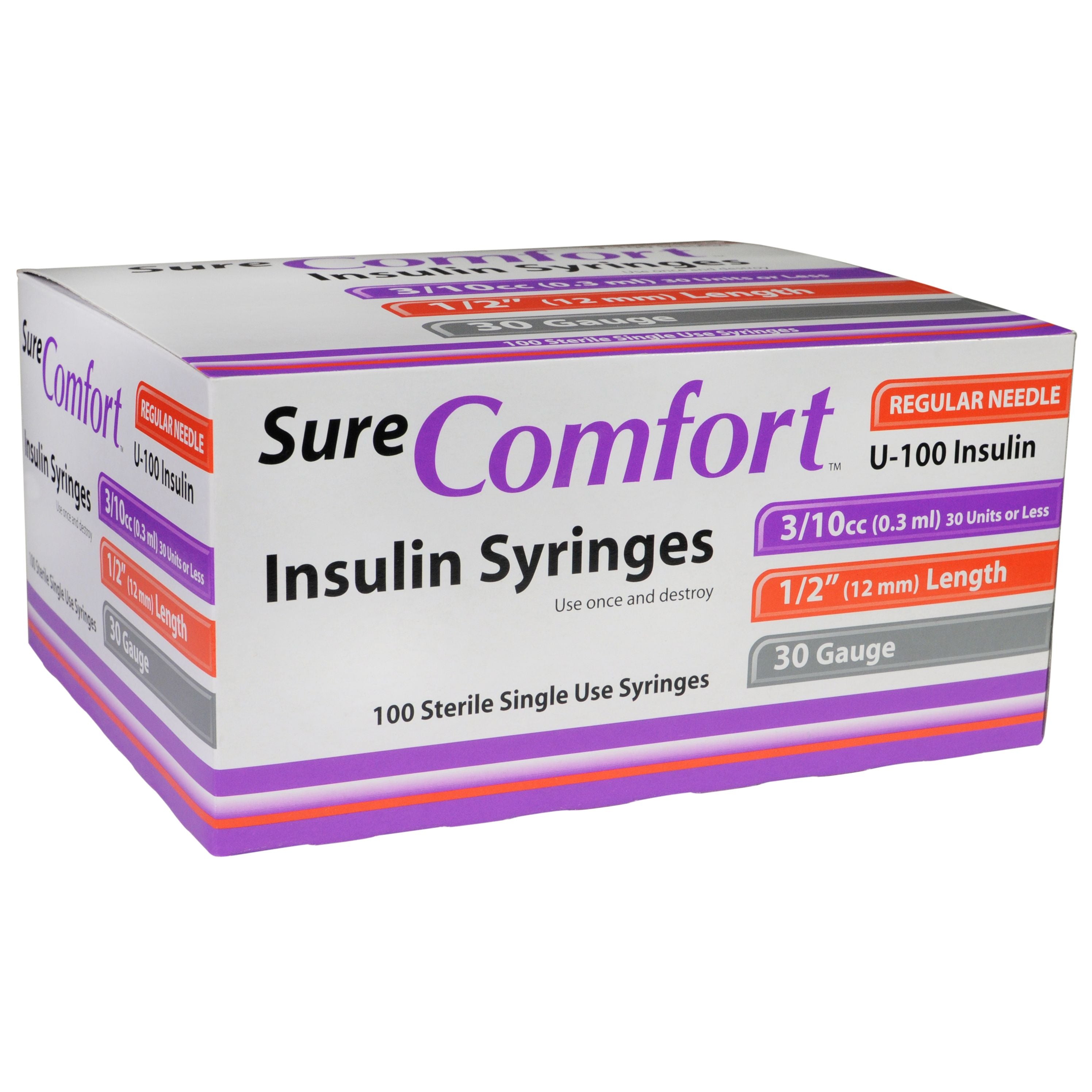 Sure Comfort U-100 Insulin Syringes