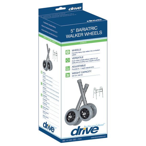 Drive 5" Bariatric Walker Wheels with Two Sets of Rear Glides