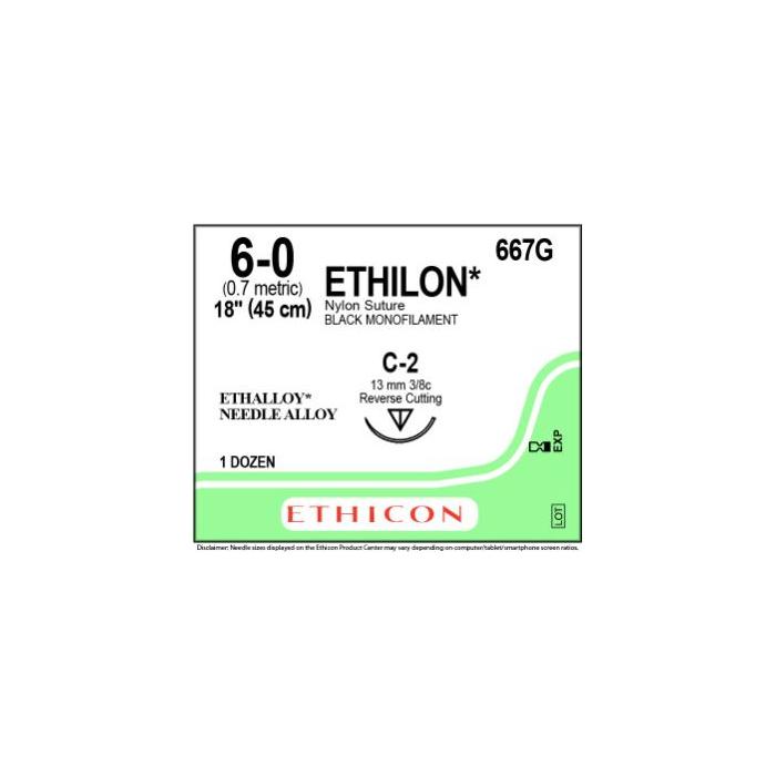 ETHICON ETHILON Nylon Suture 6-0 C-2