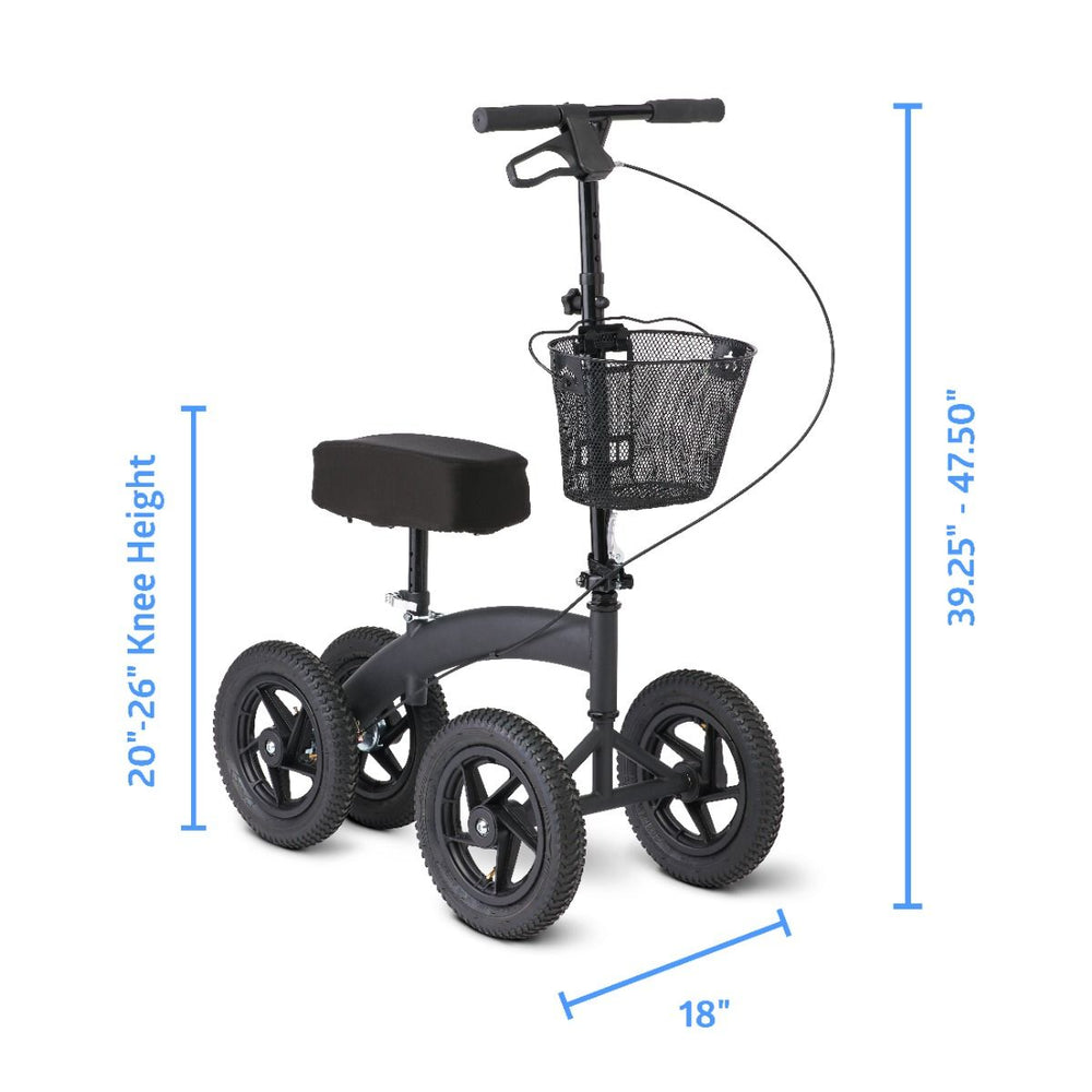 Medline All-Terrain Knee Walker with 12in Wheels 350lbs Black 1Ct