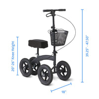 Medline All-Terrain Knee Walker with 12in Wheels 350lbs Black 1Ct
