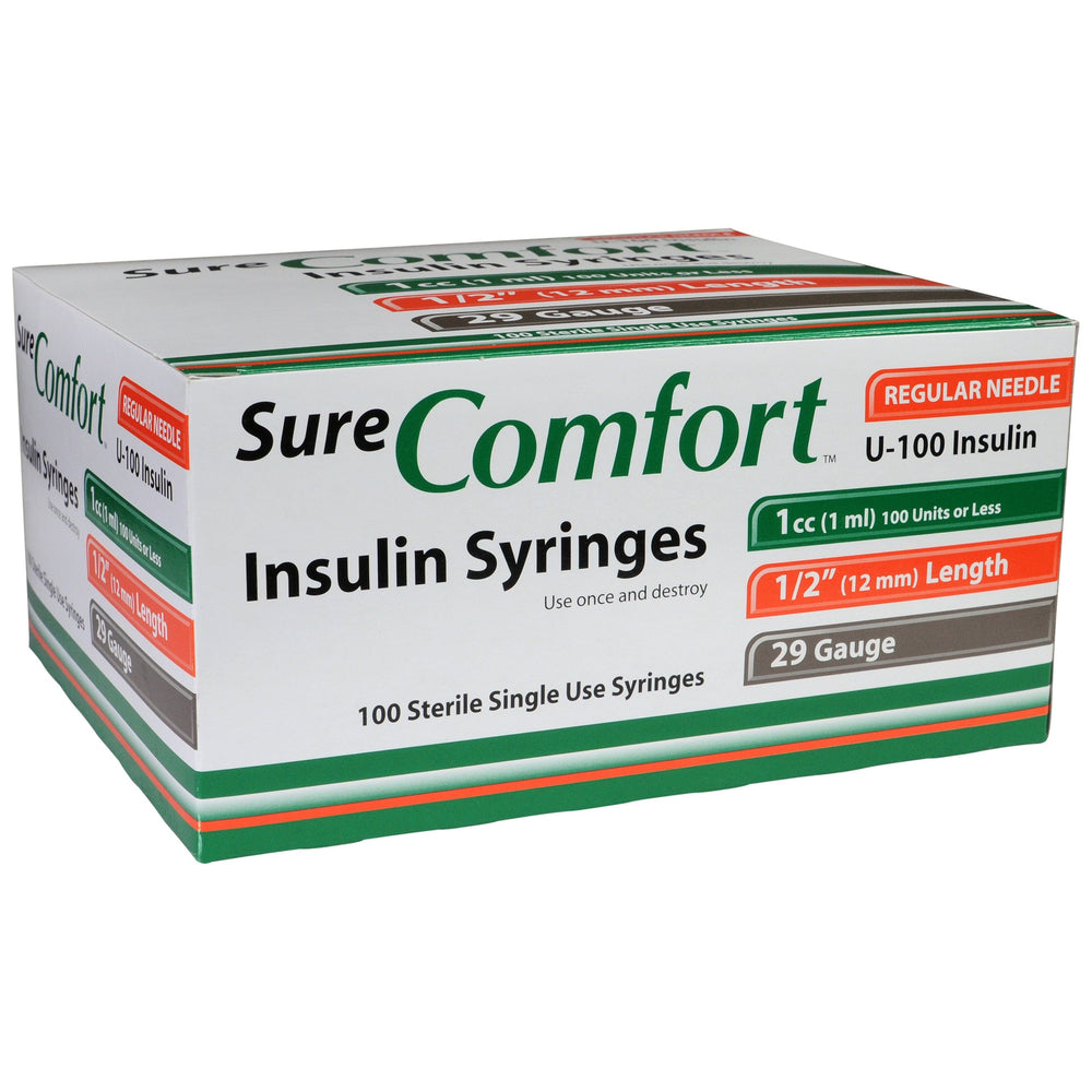 Sure Comfort Insulin Syringes, 29G, 1/2IN (12MM), 1CC