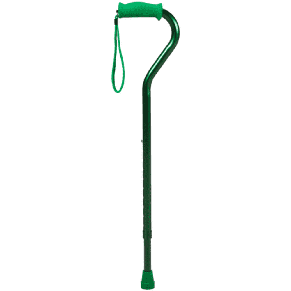 Soft Silicone Handle Offset Adjustable Cane Green