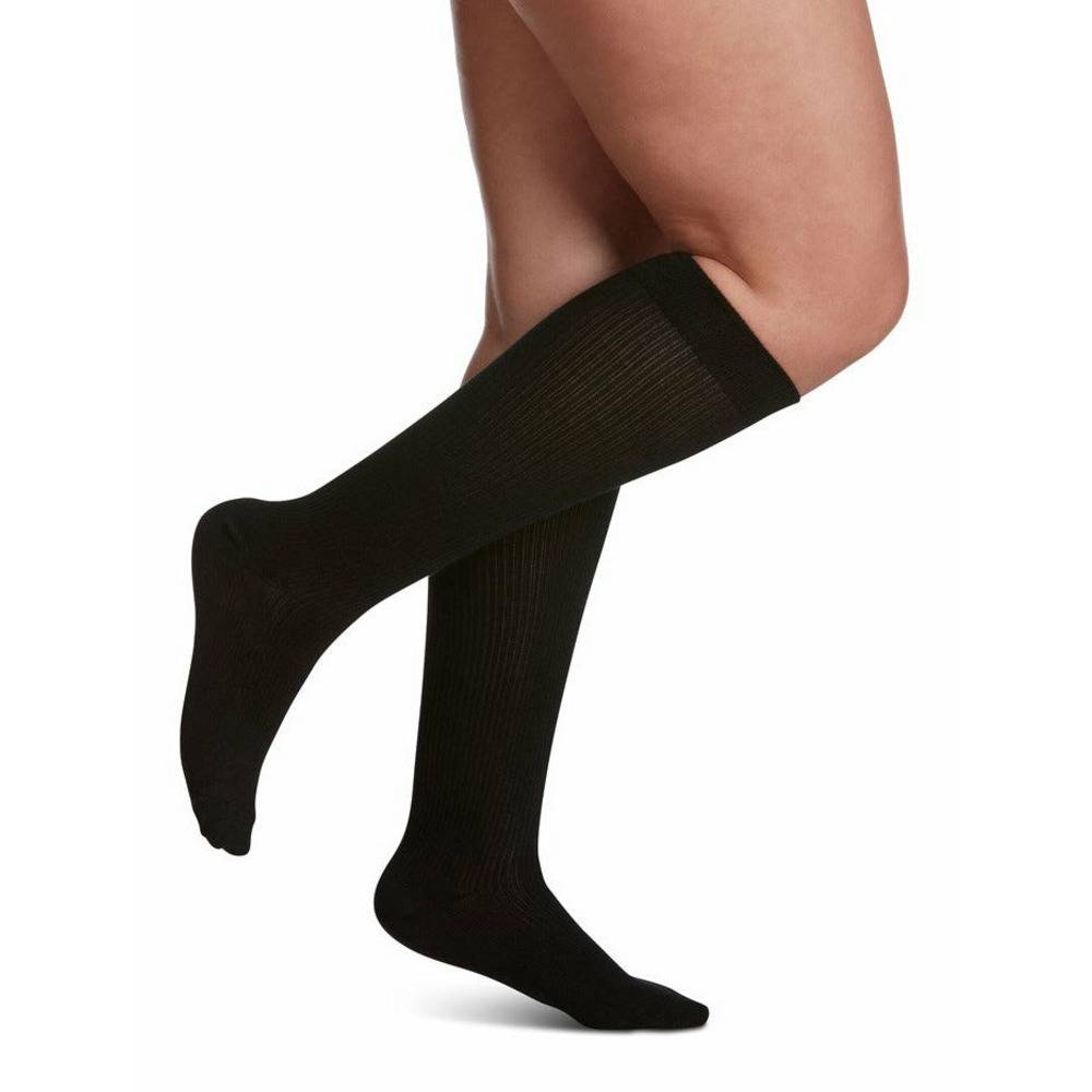 Sigvaris Casual Cotton Compression Socks 15-20 mmHg for Women Black