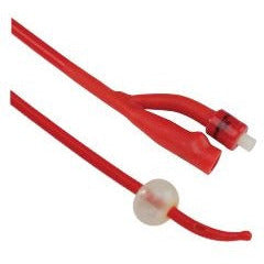 Dover Silicone Elastomer Coated Latex Foley Catheters, 5 cc, 2-Way, Red Latex, Radiopaque, Coudé Tip, Hydrogel
