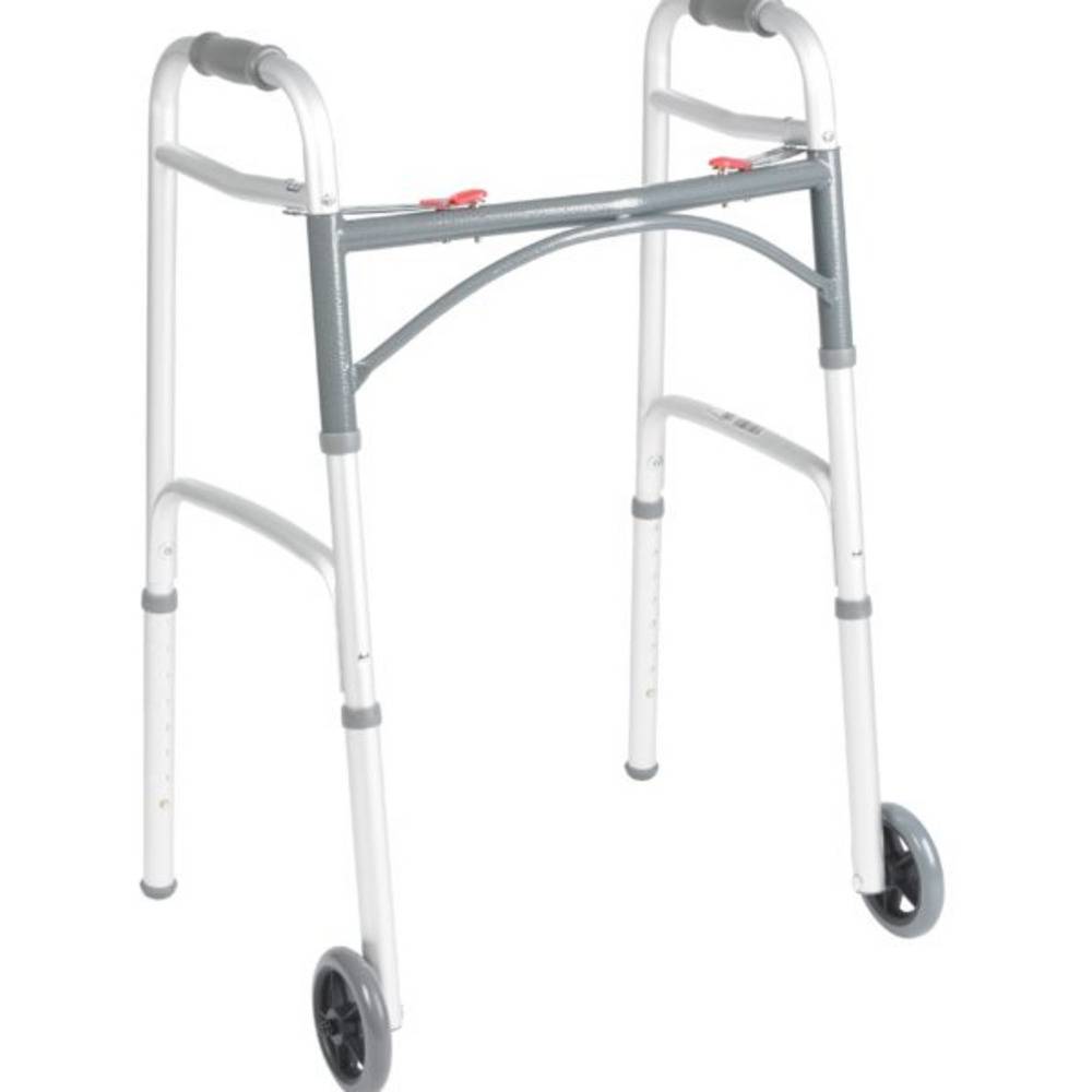 Drive Deluxe Folding Walker, Two Button with 5" Wheels