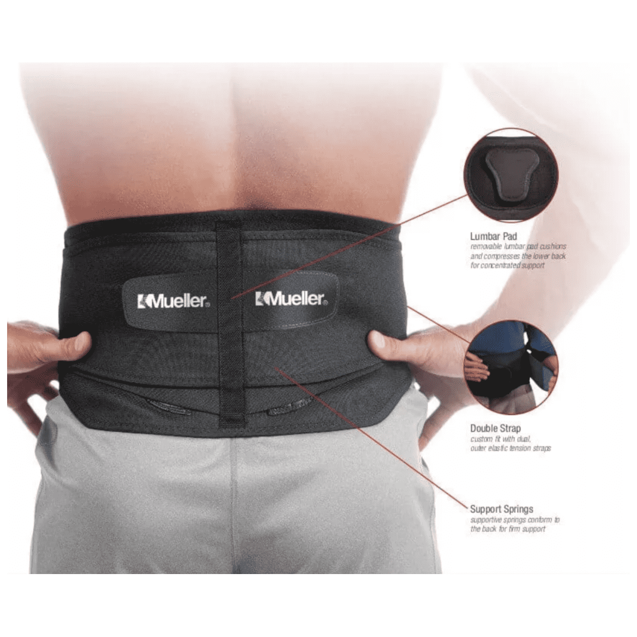 Mueller Sports Medicine Adjustable Back Brace with Lumbar Pad