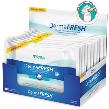 MedPro DermaFresh Flushable Bathing and Cleansing Wipes Displayer with Wipes