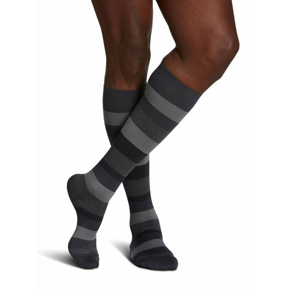 Sigvaris Microfibre Shades Compression Socks 15-20 mmHg for Men Graphite Stripe