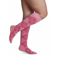 Sigvaris Microfibre Shades Compression Socks 15-20 mmHg for Women Pink Argyle