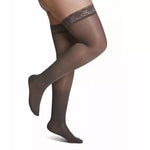 Sigvaris Womens Sheer Fashion Thigh High Compression Stockings 15-20 mmHg Charcoal
