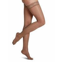 Sigvaris Womens Sheer Fashion Thigh High Compression Stockings 15-20 mmHg Taupe