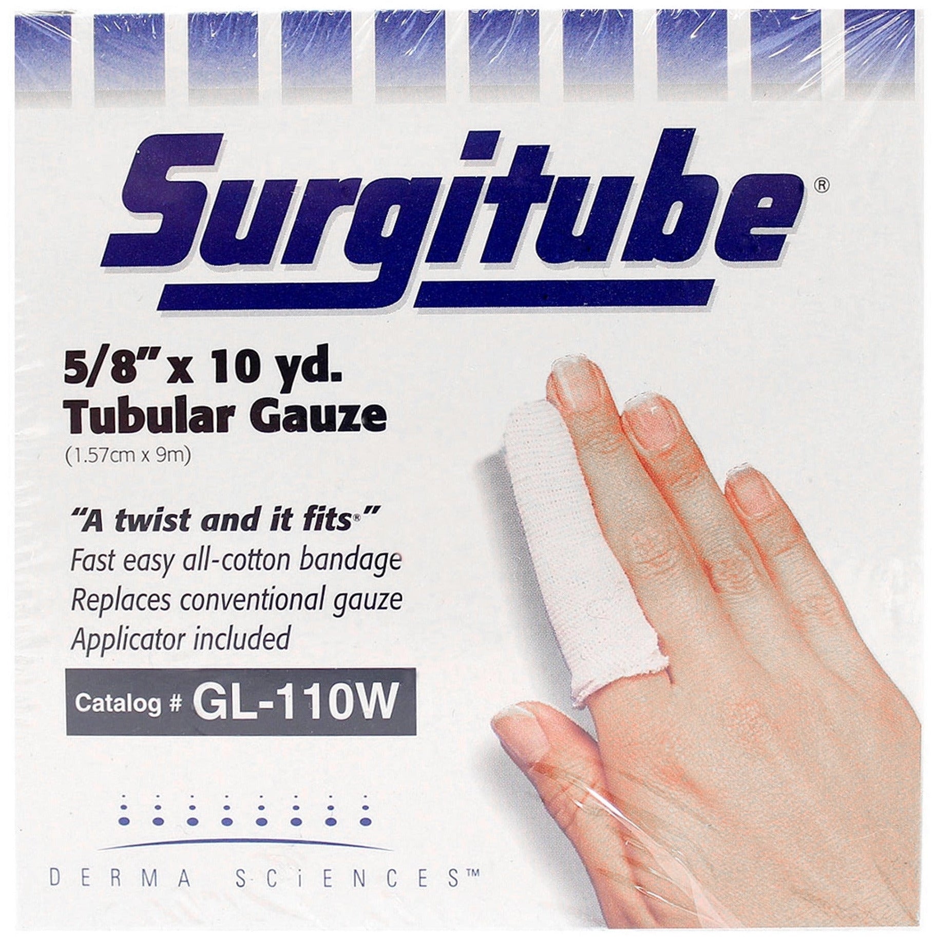 Surgitube Tubular Gauze Bandage, Size 1 White, 5/8" x 10 yds