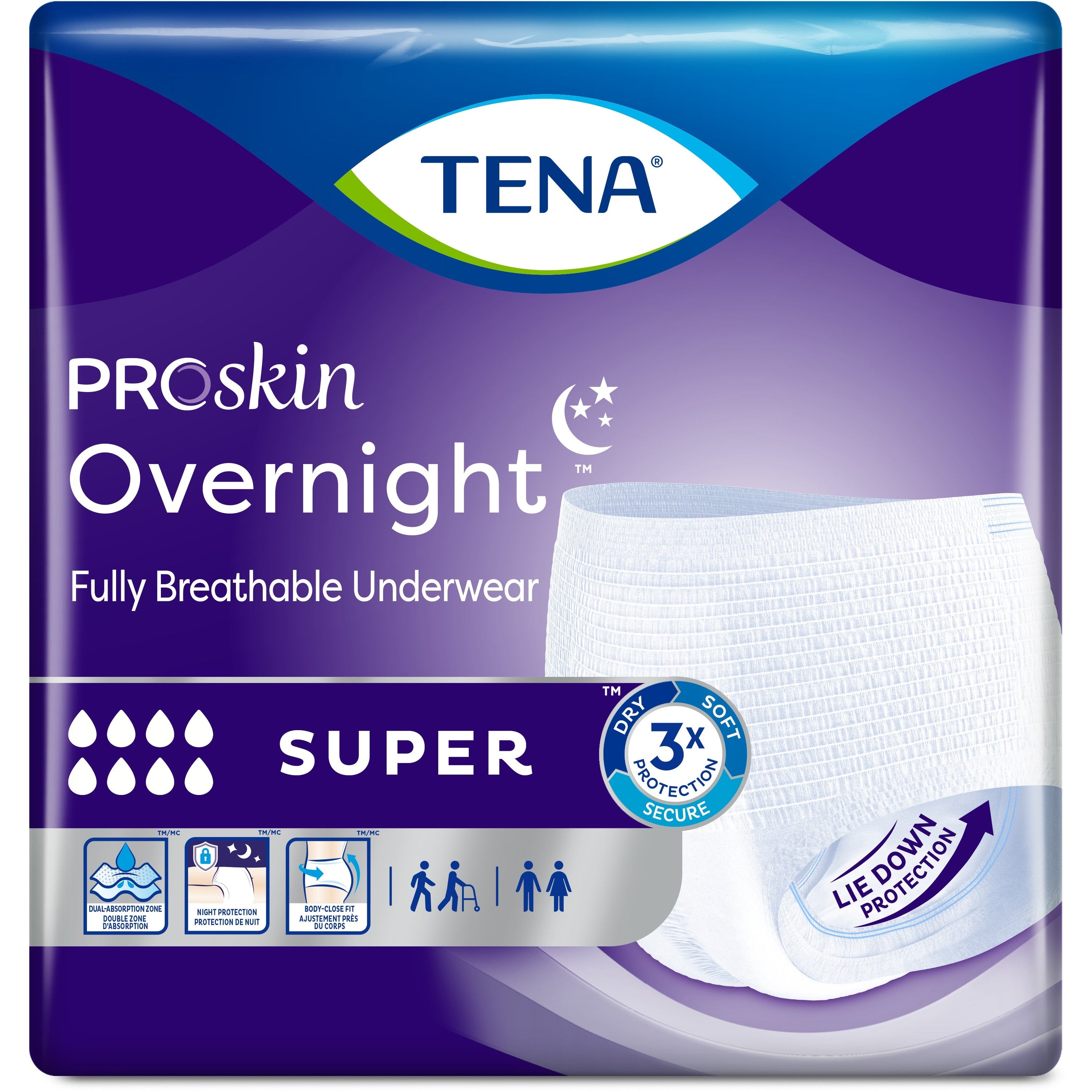 Tena Protective Underwear, Super, Overnight