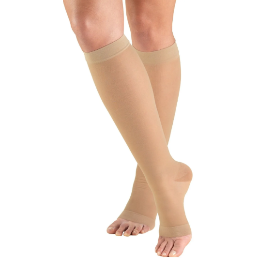 Truform Ladies' Sheer Knee High Open Toe Stockings 15-20 mmHg