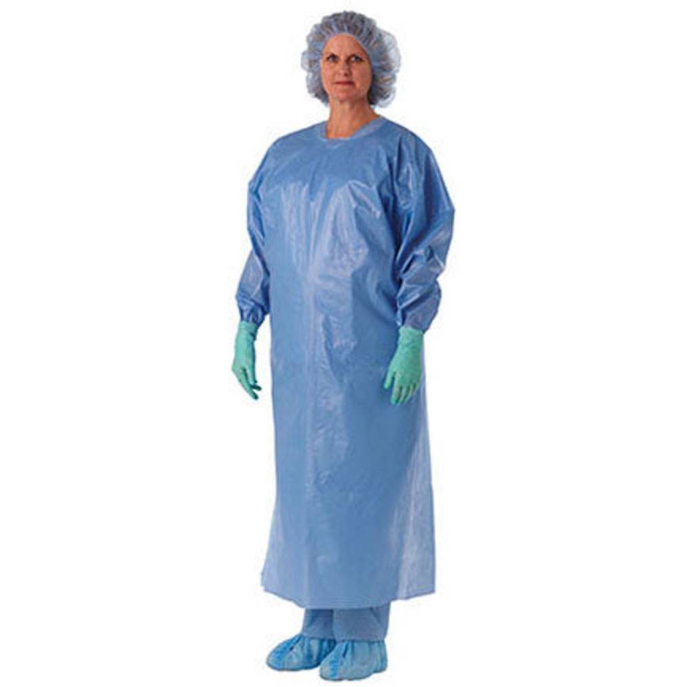  Cardinal Health Isolation Gown, Over-the-Head, Plastic Film, Universal, Blue