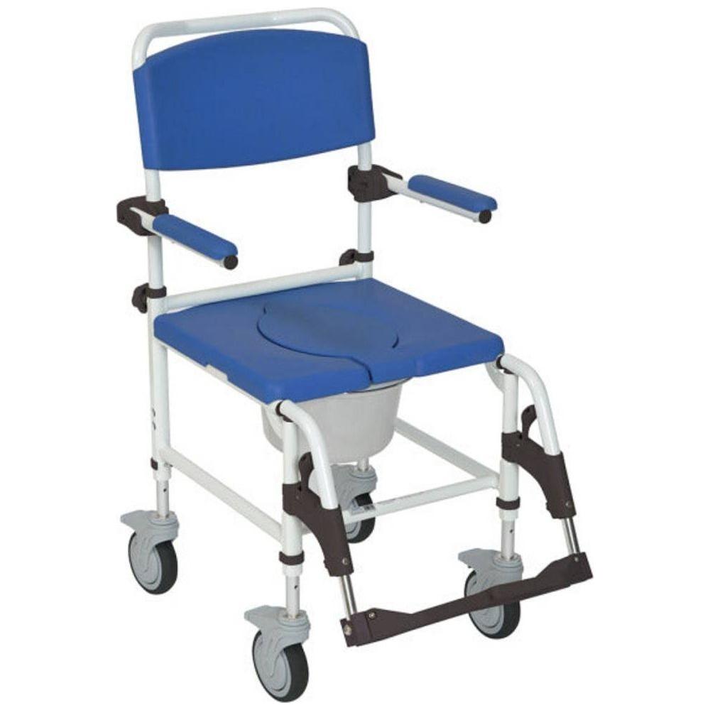 Drive Aluminum Rehab Shower Commode Chair with Four Rear-locking Casters